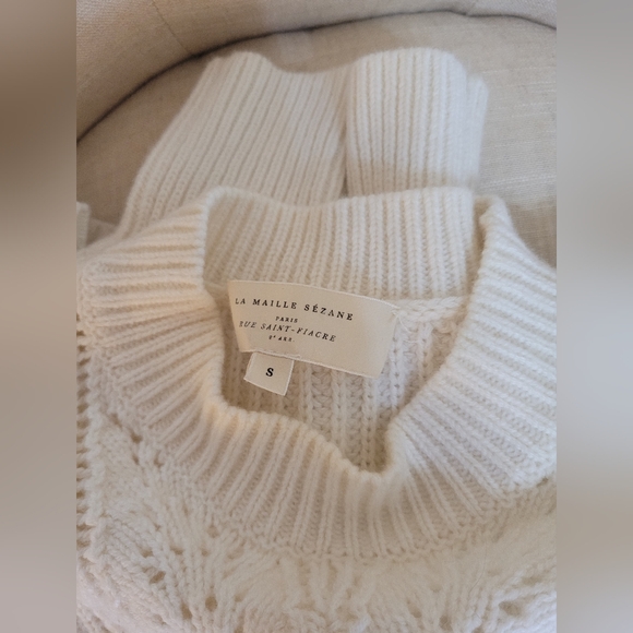 SEZANE Elegant Cream Women's Sweater - Picture 6 of 7